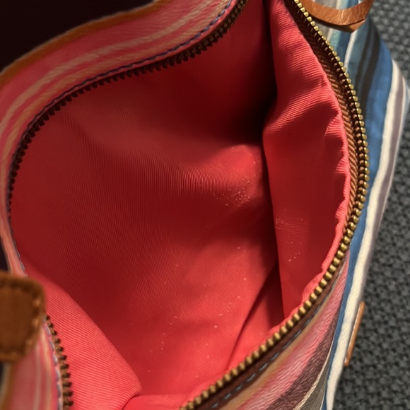 The Sak handbag Watercolor Striped East West Shoulder Bag pink blue white tote - Picture 7 of 8